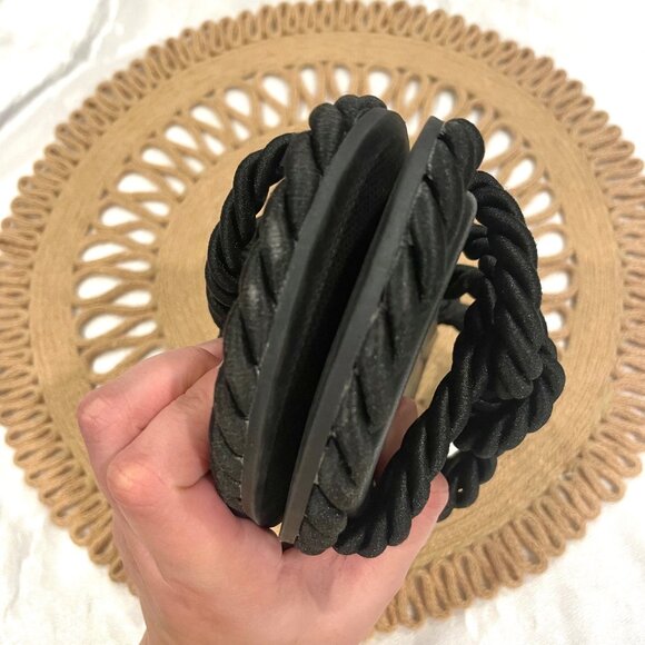 H&M Black Robe Twisted Flat Open Toe Sandals Size EU 36/ US 5 - Picture 8 of 10